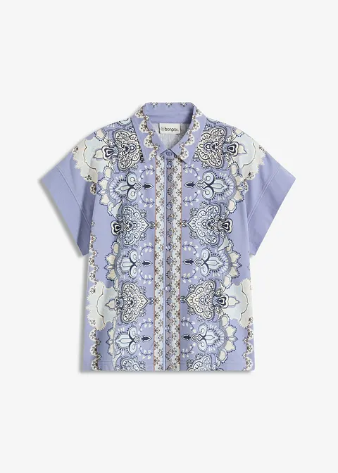 Oversize Shirtbluse in beige von vorne - bonprix