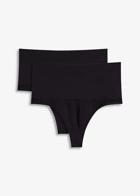 Seamless Light Shape-String  (2er Pack) in schwarz von vorne - bonprix