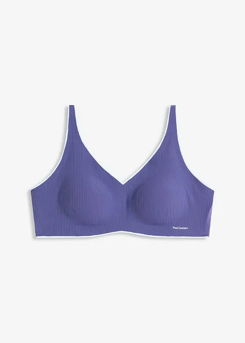 Wattierter Feel Comfort Lasercut BH ohne Bügel  in blau von vorne - bonprix