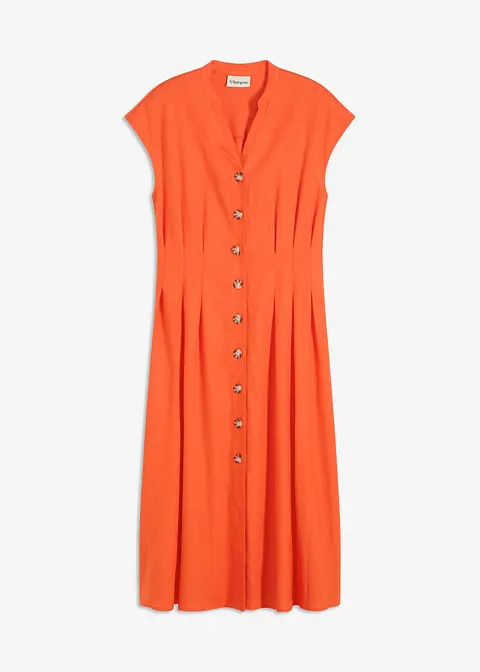 Midikleid aus leichtem Leinen-Mix in rot von vorne - bonprix