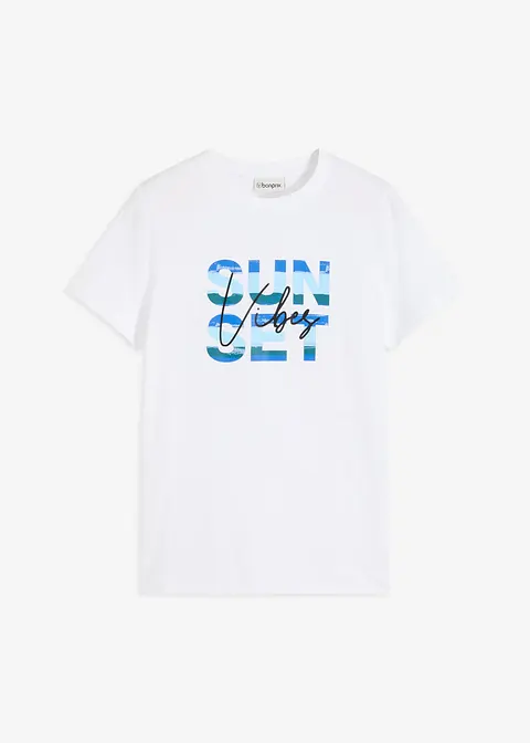 T-Shirt aus reiner Baumwolle in weiß von vorne - bonprix