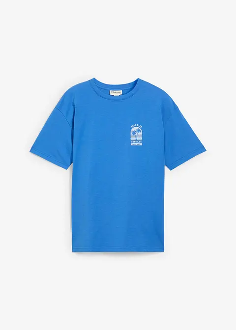 T-Shirt mit Rückenprint aus Bio Baumwolle in blau von vorne - bonprix