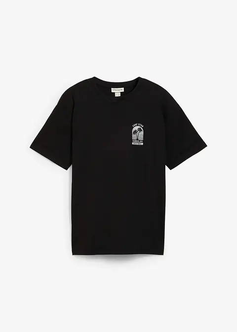 T-Shirt mit Rückenprint aus Bio Baumwolle in schwarz von vorne - bonprix