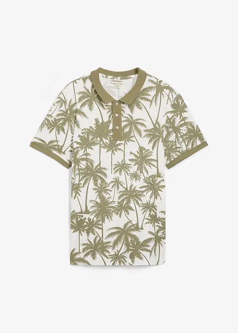Piqué-Poloshirt aus reiner Bio-Baumwolle, Slim Fit in grün von vorne - bonprix