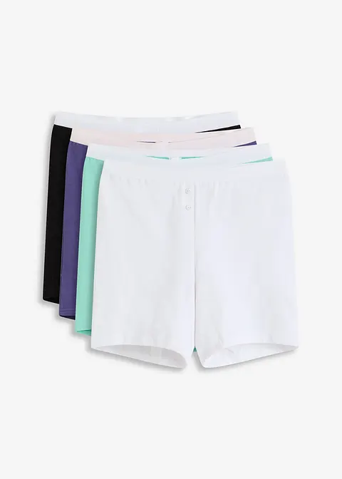Mittellange Damen Boxer (4er Pack) mit Bio-Baumwolle in blau von vorne - bonprix