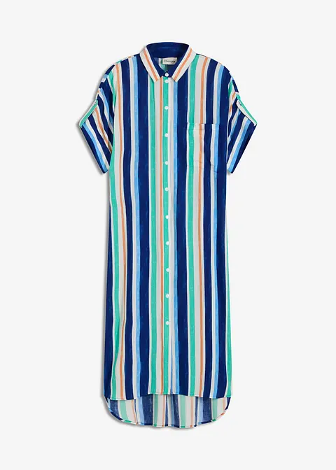Blusenkleid aus fließender Viskose in blau von vorne - bonprix