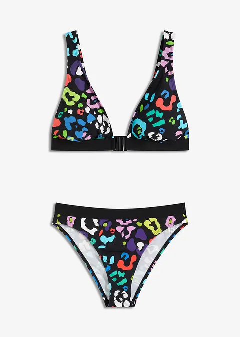 Bikini (2-tlg.Set) mit Vorderverschluss in schwarz von vorne - bonprix