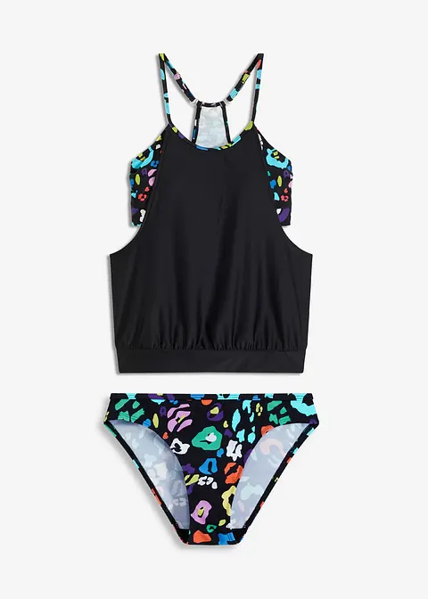 Oversized-Tankini (2-tlg.Set) in schwarz von vorne - bonprix