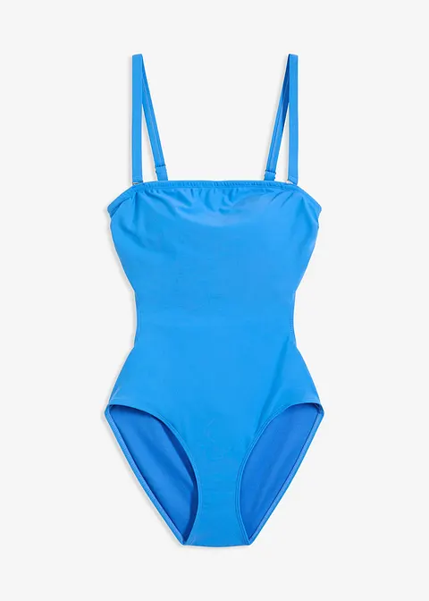 Bandeau-Badeanzug mit Multiway-Trägern in blau von vorne - bonprix