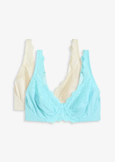 BH mit Bügel (2er Pack) in blau von vorne - bonprix