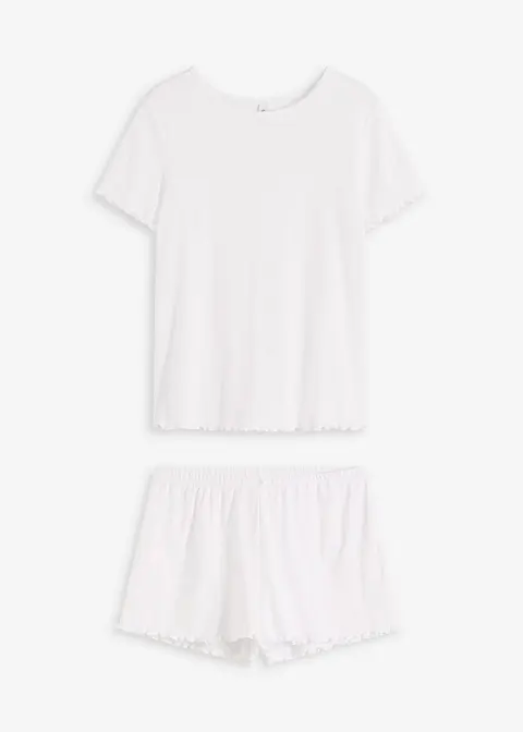 Shorty aus Pointelle-Jersey in weiß von vorne - bonprix