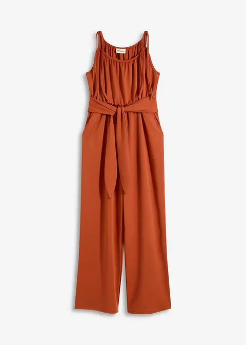 Jersey-Jumpsuit in braun von vorne - bonprix