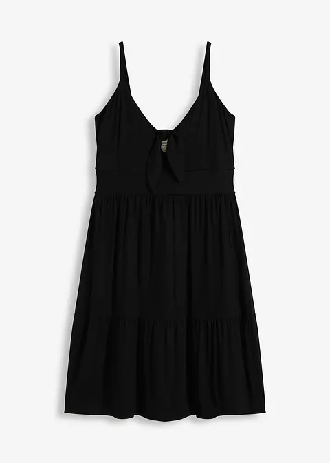 Trägerkleid mit Knotendetail in schwarz von vorne - bonprix