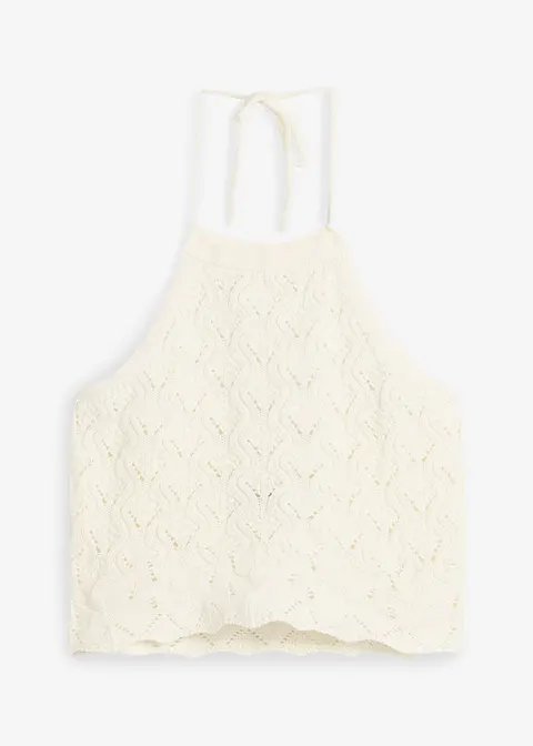 Neckholder Stricktop in weiß von vorne - bonprix