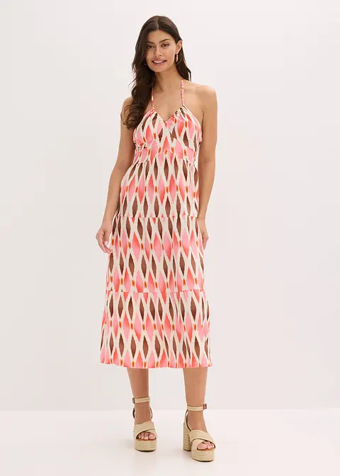 Midikleid in beige von vorne (Totalaufnahme) - bonprix
