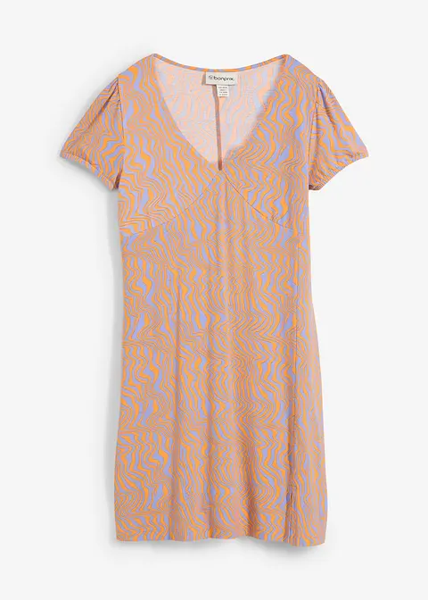 Jerseykleid aus fließendem Viskose-Mix in lila von vorne - bonprix