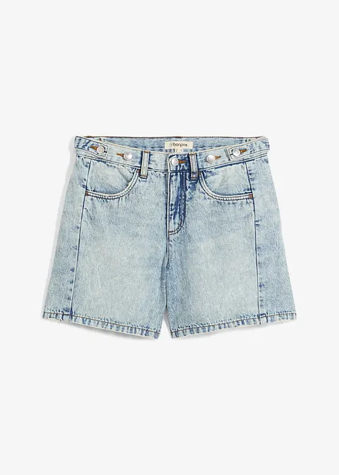 Jeans-Shorts Mid Waist, Low Stretch in blau von vorne - bonprix