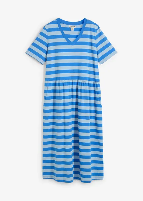 Jerseykleid aus Bio-Baumwolle in blau von vorne - bonprix