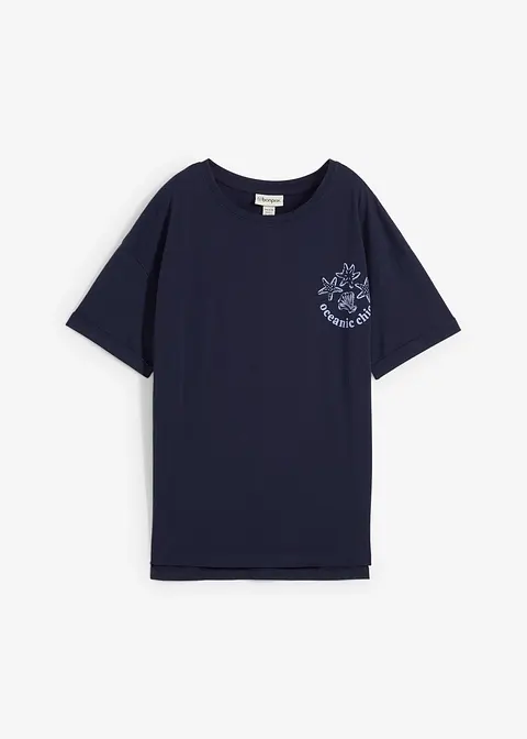Boxy-Shirt aus reiner Baumwolle in blau von vorne - bonprix
