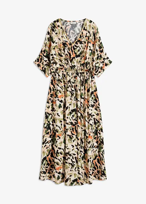 Maxikleid aus fließender Viskose mit Pailletten in beige von vorne - bonprix