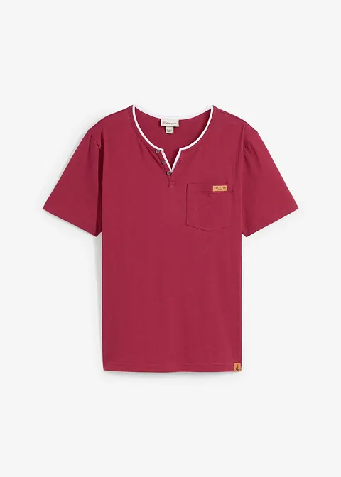Henleyshirt aus reiner Bio-Baumwolle in rot von vorne - bonprix
