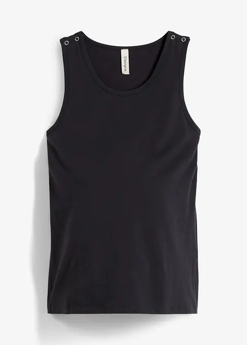 2-in-1 BH-Tanktop für die Schwangerschaft und Stillzeit aus Bio-Baumwolle in schwarz von vorne - bonprix
