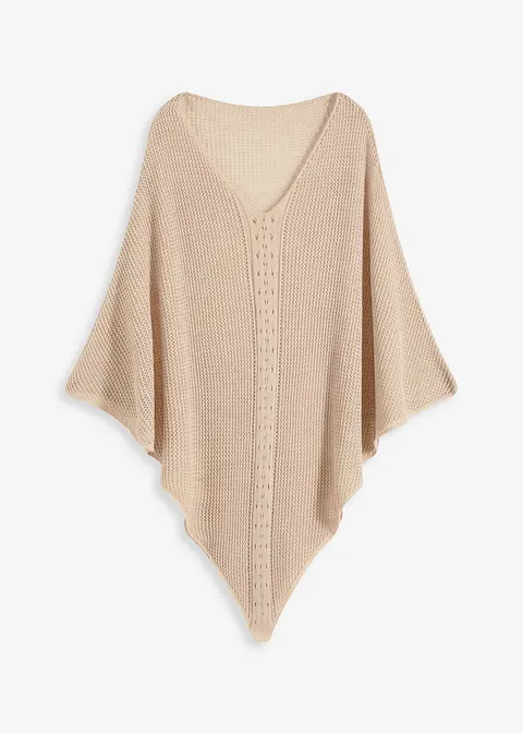 Poncho in beige von vorne - bonprix