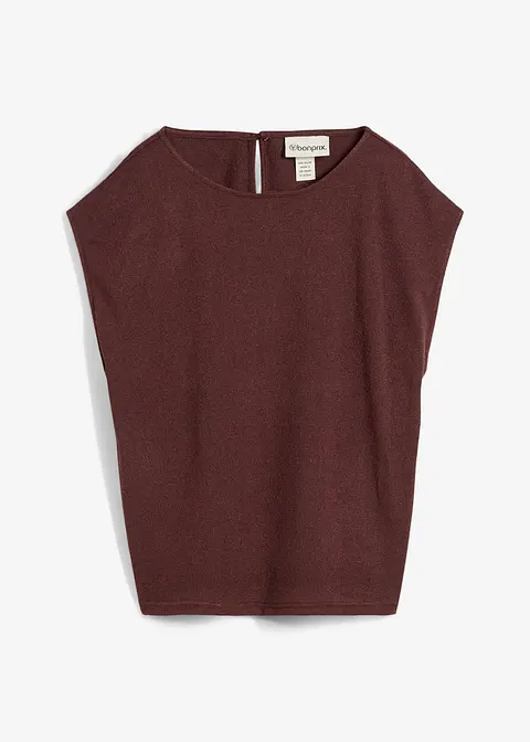Oversize-Shirt in Strickoptik in braun von vorne - bonprix