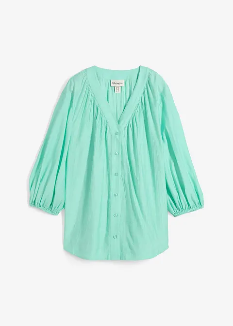 Oversize-Bluse aus softem Viskose-Mix in grün von vorne - bonprix