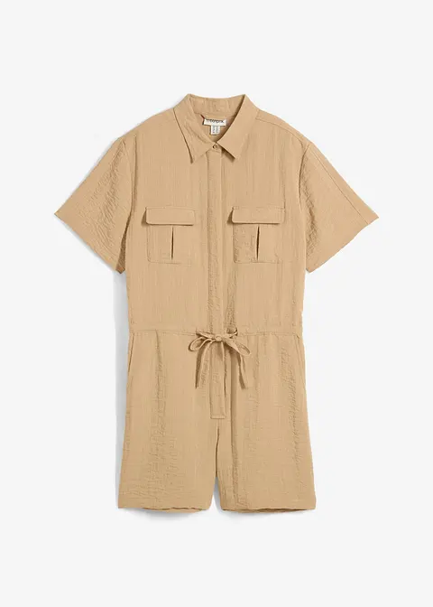 Overall aus feinem Viskose-Mix in beige von vorne - bonprix