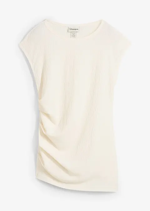Shirt aus strukturiertem Crêpe in weiß von vorne - bonprix