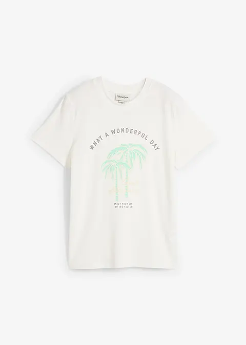 T-Shirt mit Motivprint in weiß von vorne - bonprix