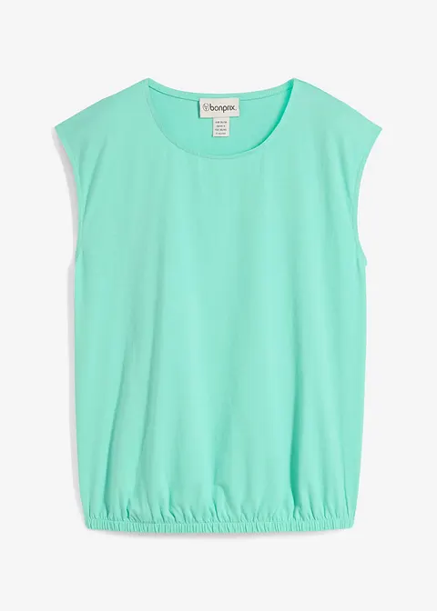 Shirt mit elastischem Bündchen in grün von vorne - bonprix