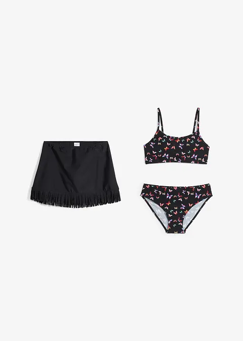 Bikini und Rock (3-tlg.Set) in schwarz - bonprix