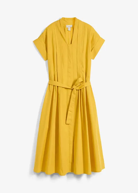 Ausgestelltes Kaftan-Kleid in gelb von vorne - bonprix