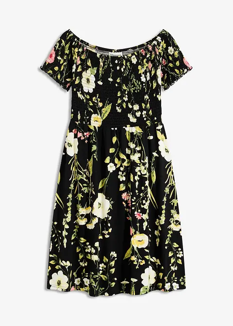 Carmen-Kleid aus softem Viskose-Mix in schwarz von vorne - bonprix