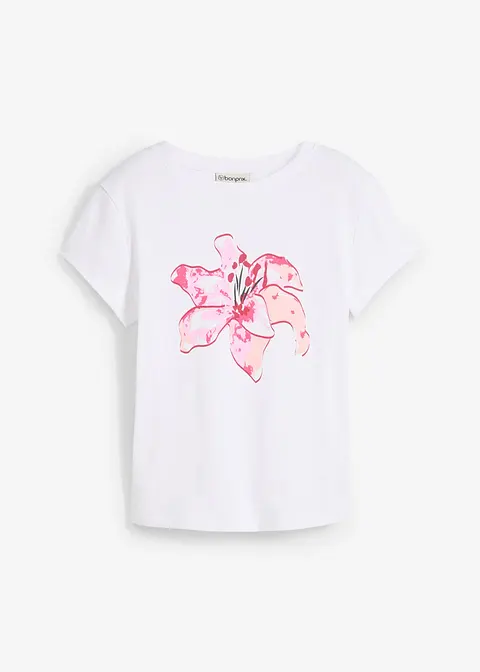 T-Shirt aus reiner Bio-Baumwolle in weiß von vorne - bonprix