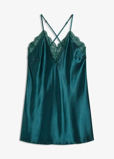 Satin Negligé in grün von vorne - VENUS