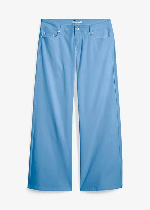 Wide-Leg-Jeans, Low Waist in blau von vorne - bonprix
