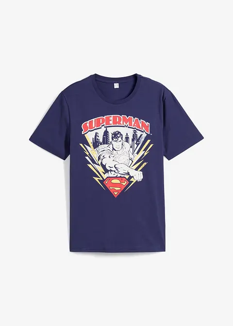Superman T-Shirt aus reiner Baumwolle in lila von vorne - DC_Universe