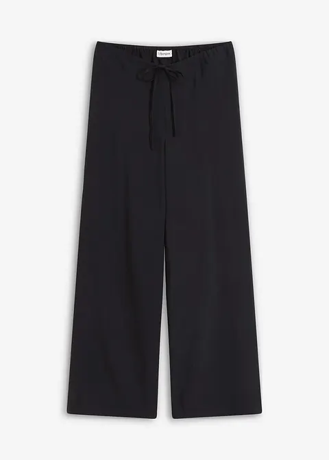 Palazzo-Hose in Glanzoptik in schwarz von vorne - bonprix