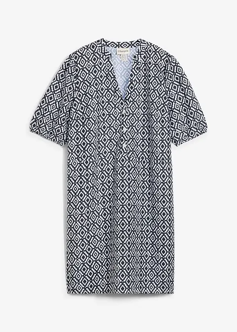 Tunika-Kleid aus fließender Viskose in schwarz von vorne - bonprix