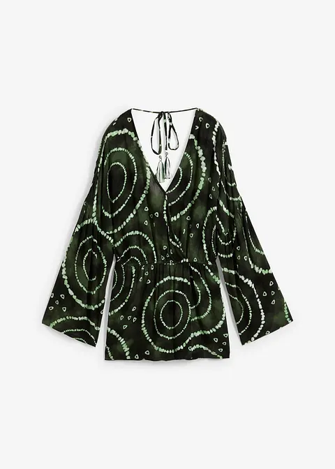 Kurzer Jumpsuit aus fließender Viskose in petrol von vorne - bonprix