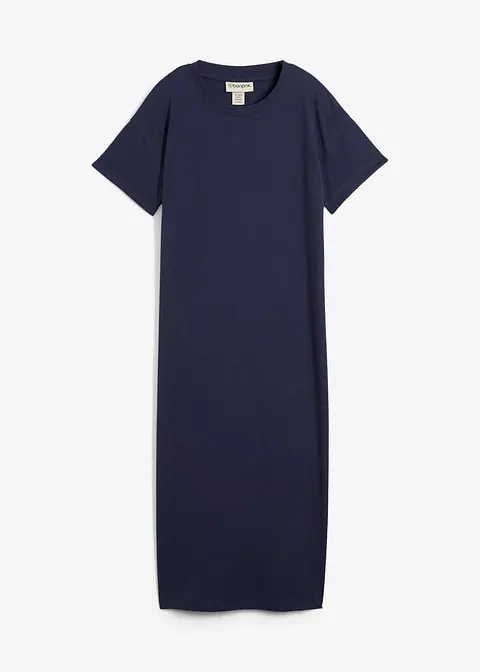 Jerseykleid aus reiner Bio-Baumwolle in blau von vorne - bonprix