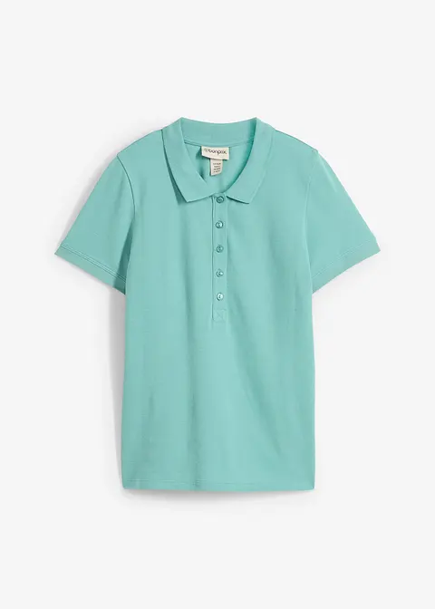 Piqué-Poloshirt aus reiner Bio-Baumwolle in grün von vorne - bonprix