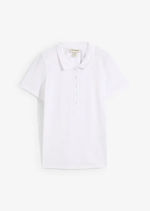 Piqué-Poloshirt aus reiner Bio-Baumwolle in weiß von vorne - bonprix