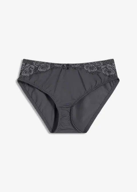 Maxislip mit zarter Spitze in grau von vorne - bonprix