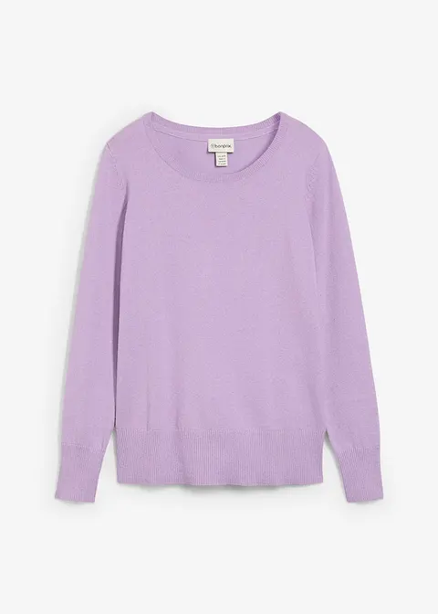 Basic Pullover mit recycelter Baumwolle in lila von vorne - bonprix