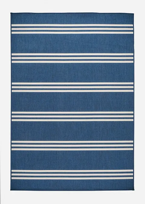 In- und Outdoor Wende-Teppich mit Streifen in blau von vorne - bonprix