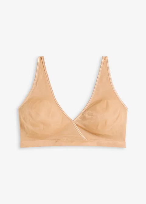 Bralette aus schimmerndem Material in braun von vorne - bonprix